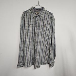 Boston traders men's XXL blue green plaid button up shirt